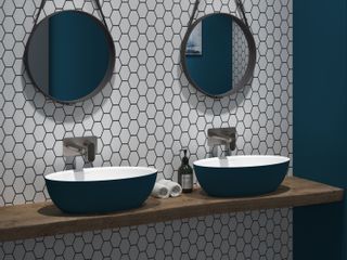 Twin wash basins by House of Rohl in energising colours