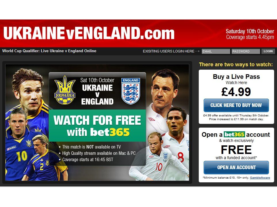 Official England vs Ukraine to be webonly TechRadar