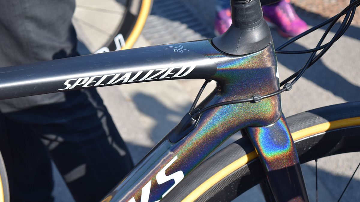 The Di2 interface port usually sits on the head of the down tube but for mechanical groupsets an insert can be used to guide the mechanical cables neatly