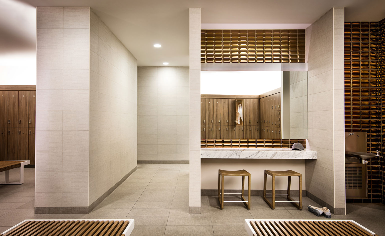 Changing room at Equinox health club gym, Miracle Mile, Los Angeles