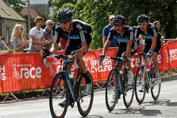 Then there were three - the breakaway is now all Sky with Wiggins leading Peter Kennaugh and Geraint Thomas