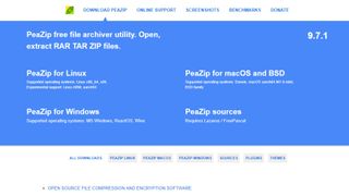 Website screenshot for PeaZip