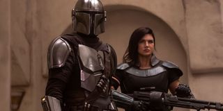 Pedro Pascal and Gina Carano in The Mandalorian