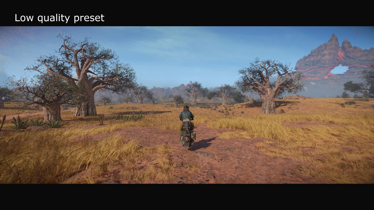 A screenshot from Ubisoft's Star Wars Outlaws, showing the impact of the quality setting on the graphics