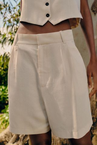 Pleated High Waist Shorts