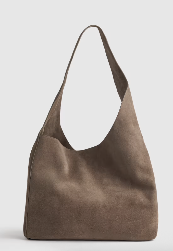 Quince, Italian Suede Slouchy Shoulder Bag