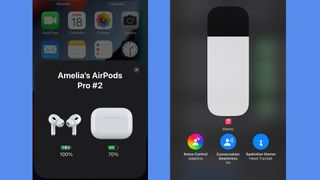 An iPhone with new Dark mode for the AirPods Pro 2
