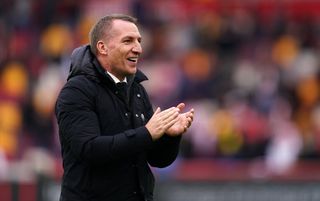 Leicester City manager Brendan Rodgers smiling and applauding | Leicester v Brighton live stream