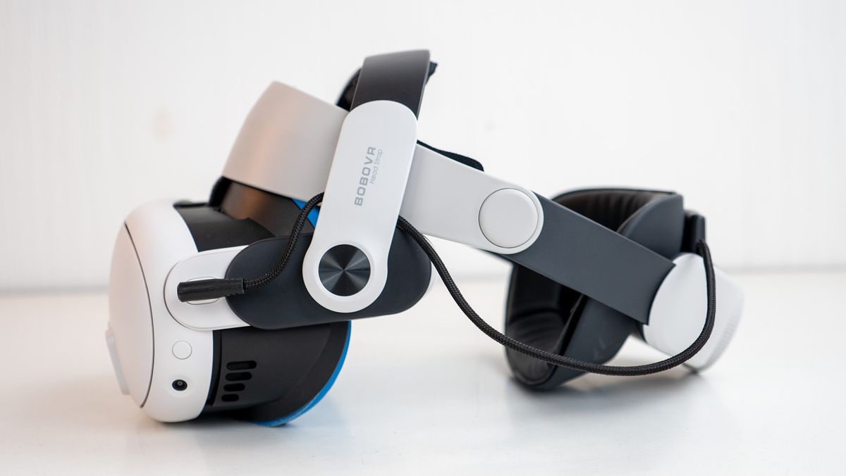 The BoboVR M3 Pro headstrap replacement on a Meta Quest 3