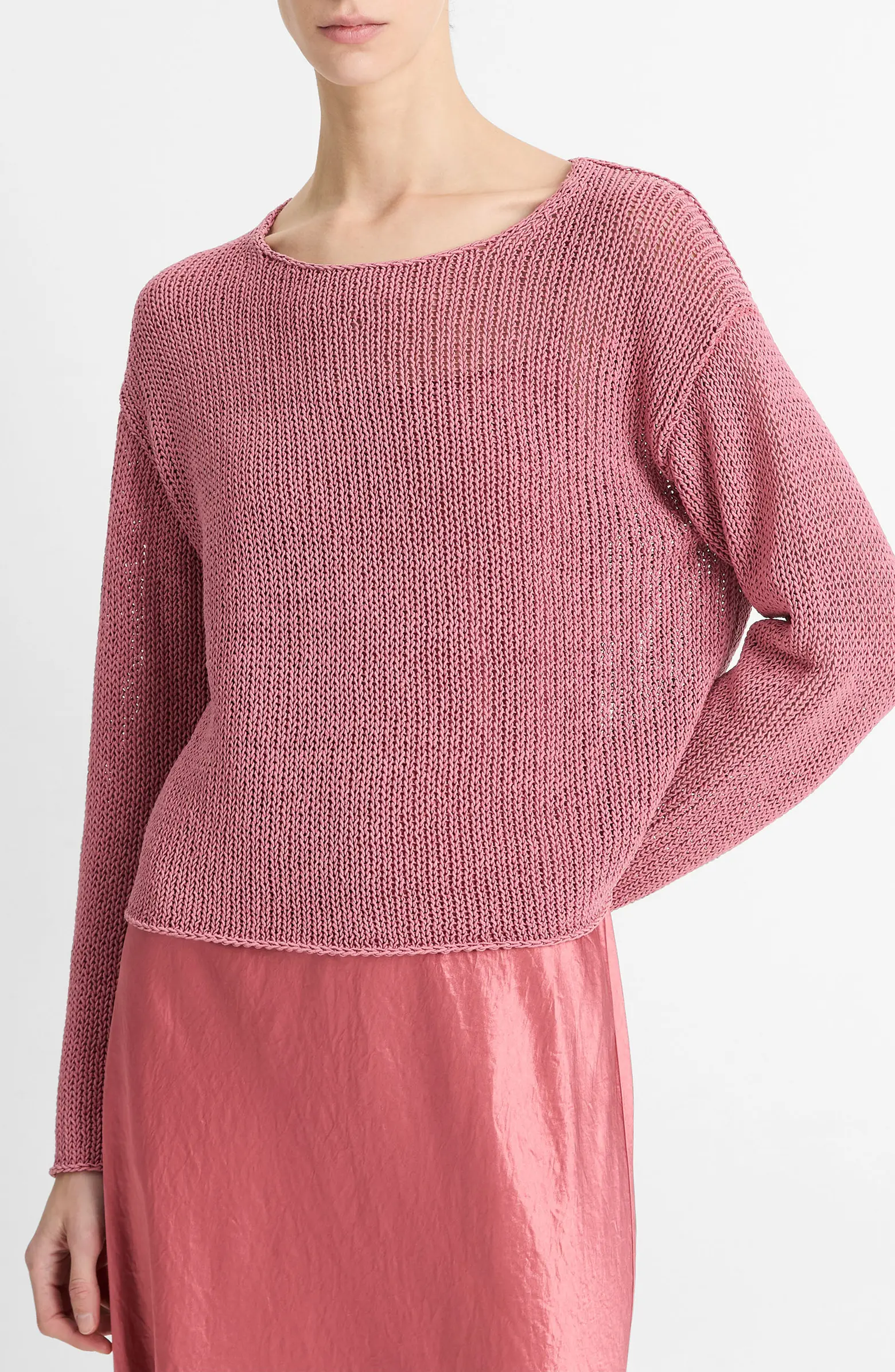 Vince, Open Knit Boat Neck Sweater