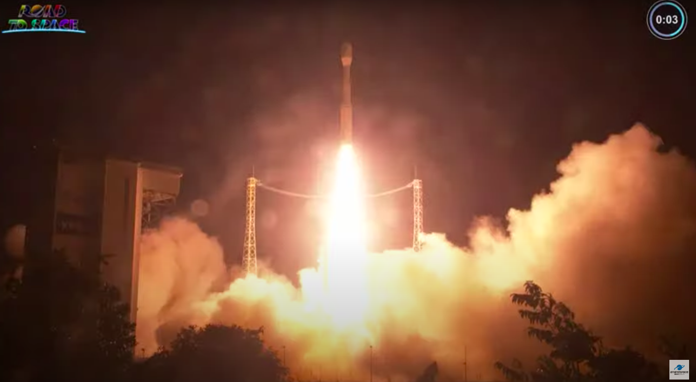 An Arianespace Vega C rocket launches from Europe's Spaceport in Kourou, French Guiana, carrying two Earth-observation satellites for Airbus' Pleiades constellation. The mission failed shortly after liftoff.