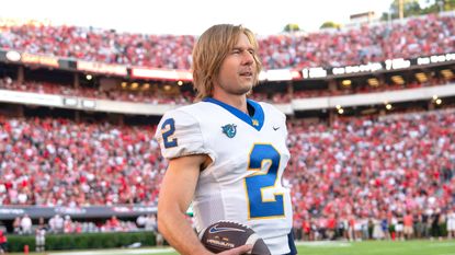 Glen Powell in "Chad Powers" on Hulu