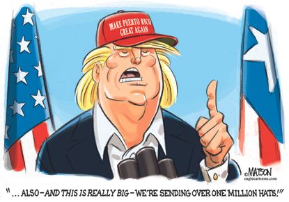 Political cartoon U.S. Puerto Rico hurricane Maria U.S. response Trump