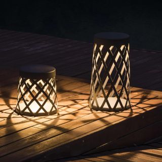 patio lighting ideas: LED lantern lime lace