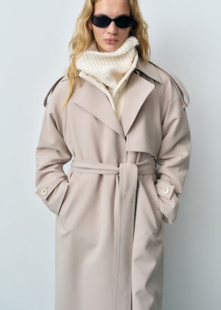 Oversized Trench Coat With Belt - Women | Mango United Kingdom