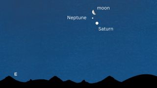 A dark blue background with white dots