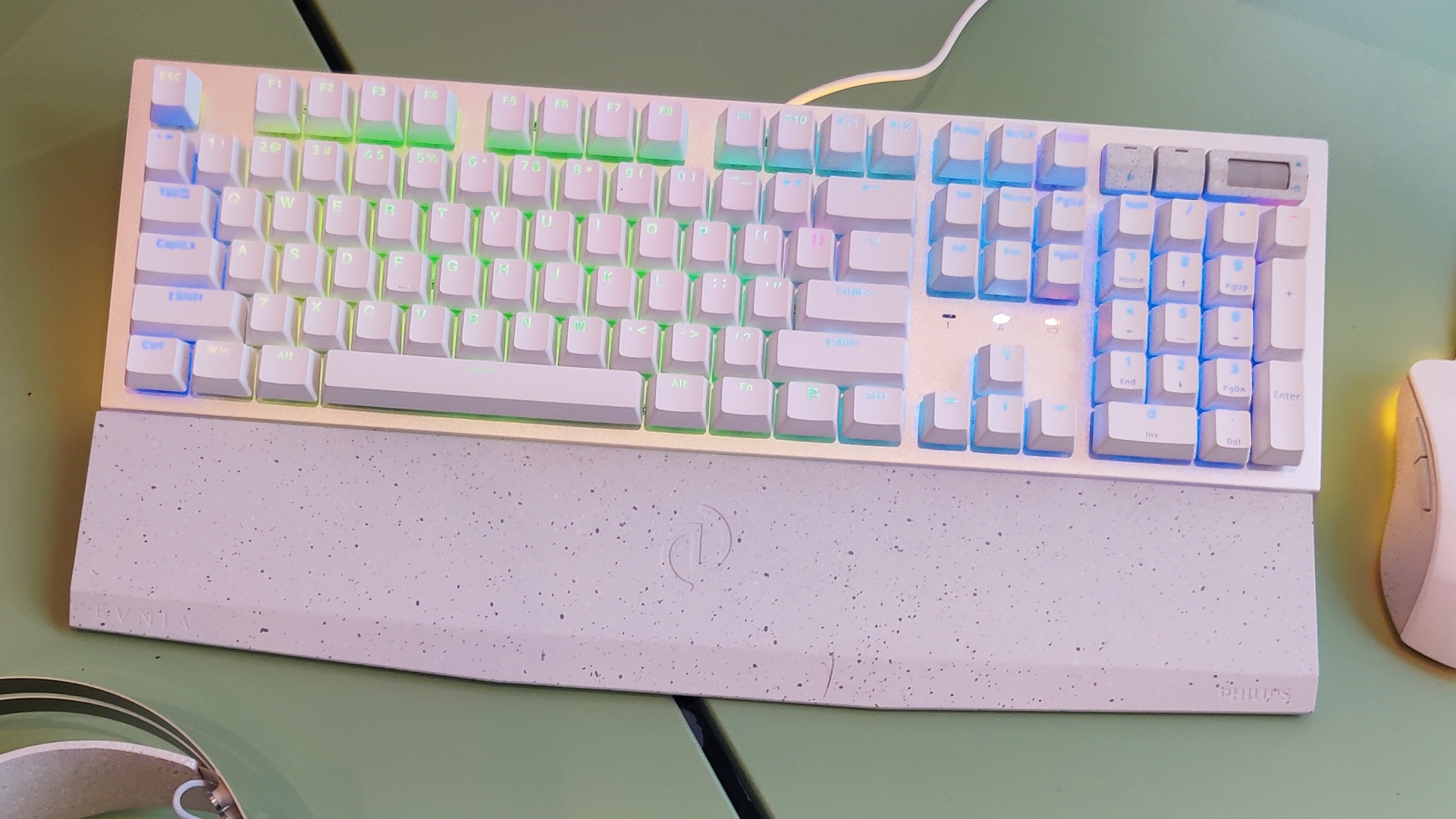 The high end Philips Evnia gaming keyboard close up