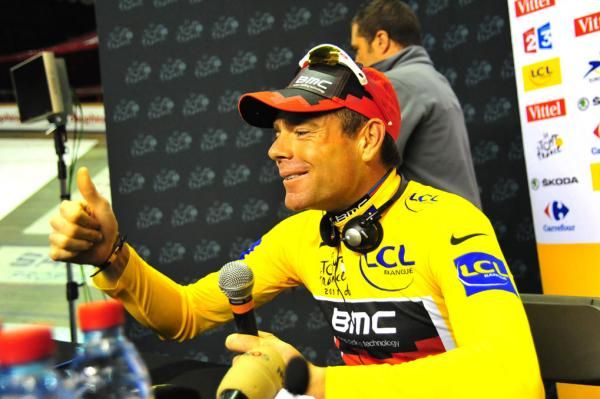 Cadel Evans (BMC) couldn't hide his delight after the stage.