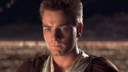 A close up of Ewan McGregor as Obi-Wan in Star Wars: Episode 1 - The Phantom Menace
