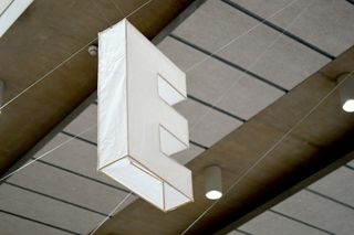 Close-up of the three-dimensional letter 'E'
