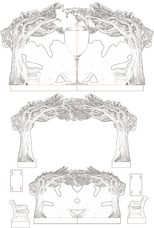 Helen designed the guidelines around my drawings