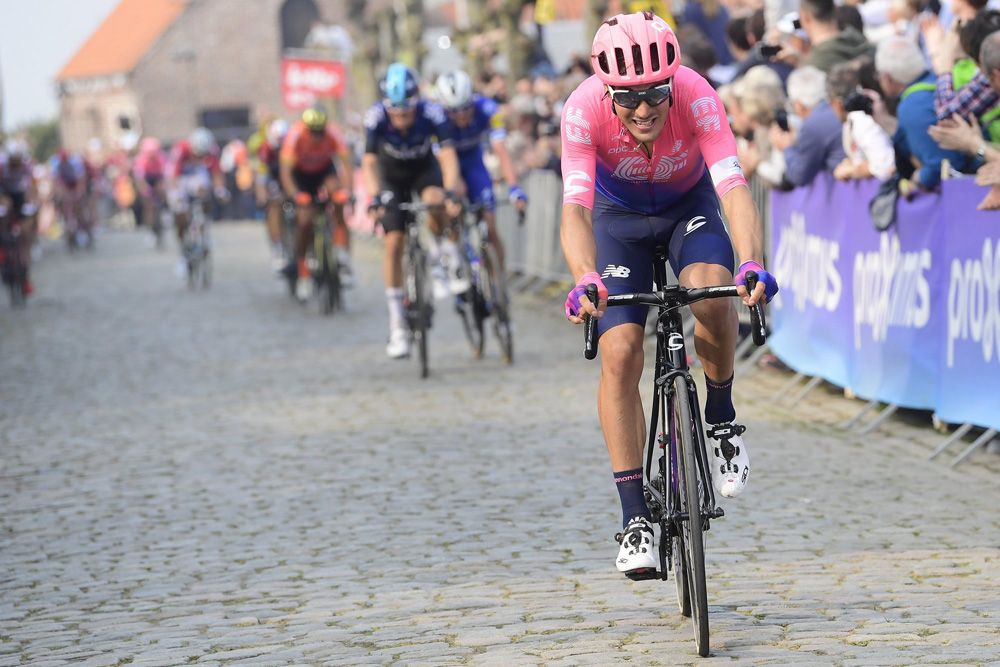 Alberto Bettiol (EF Education First) makes his move over the top of the Kwaremont