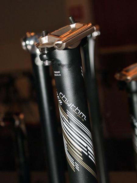 The extra-long cradle on the Bontrager Rhythm Pro seatpost helps keep saddle rails from bending while the low-profile design is unlikely to bottom out on the shell.