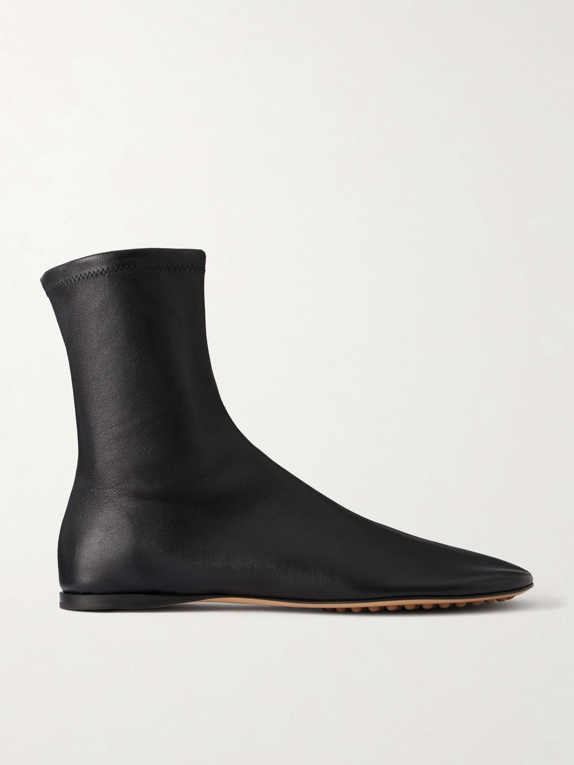 Cherry Leather Ankle Boots