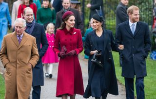 Prince Charles, the Duchess of Cambridge, Meghan and Prince Harry on Christmas Day 2019