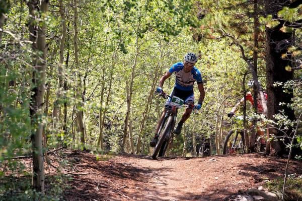 Rotem Ishay (Team Jamis) with Calle Friberg in the Aspens close behind.