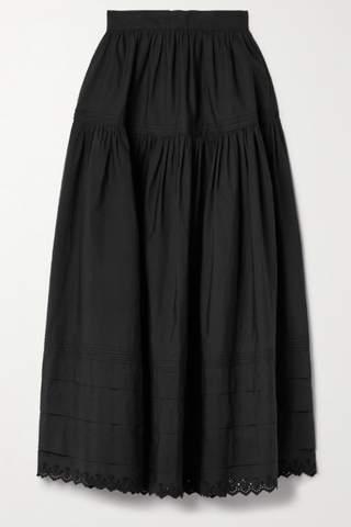 Sebastiane Crochet-Trimmed Organic Cotton-Poplin Midi Skirt