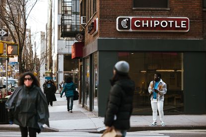 The outside of a Chipotle Mexican Grill restaurant in New York