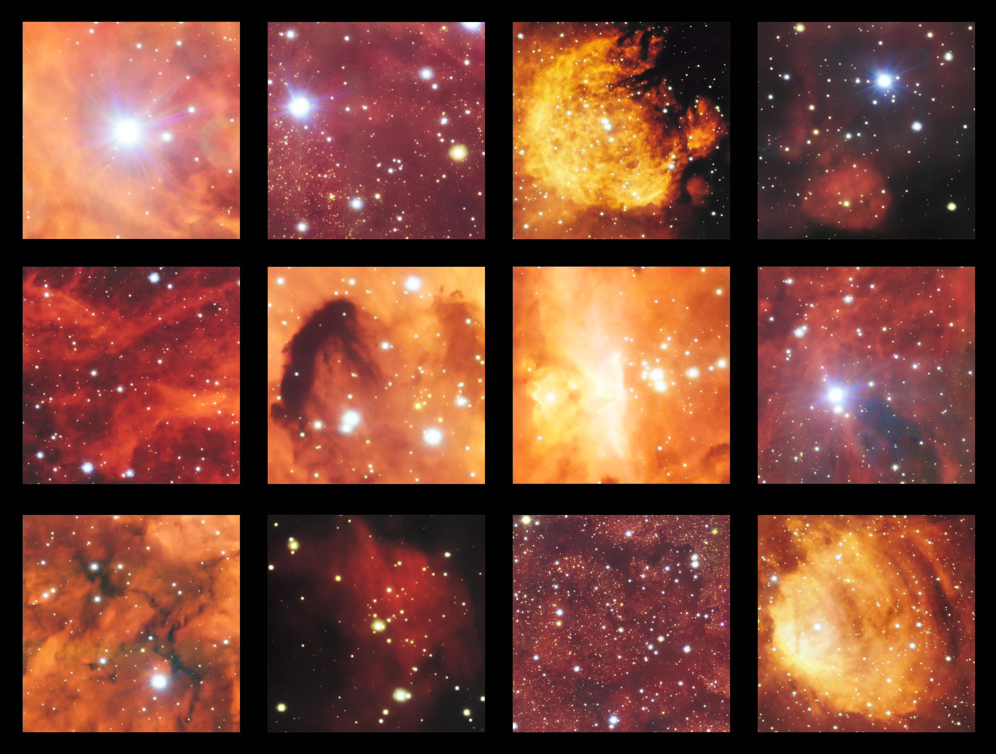 This chart of the constellation Scorpius shows stars visible to the naked eye. The Cat's Paw Nebula and Lobster Nebula are marked with red circles. While these cosmic clouds appear bright and vivid in pictures, they are very faint and hard to see when viewed in the night sky, even with a large telescope.