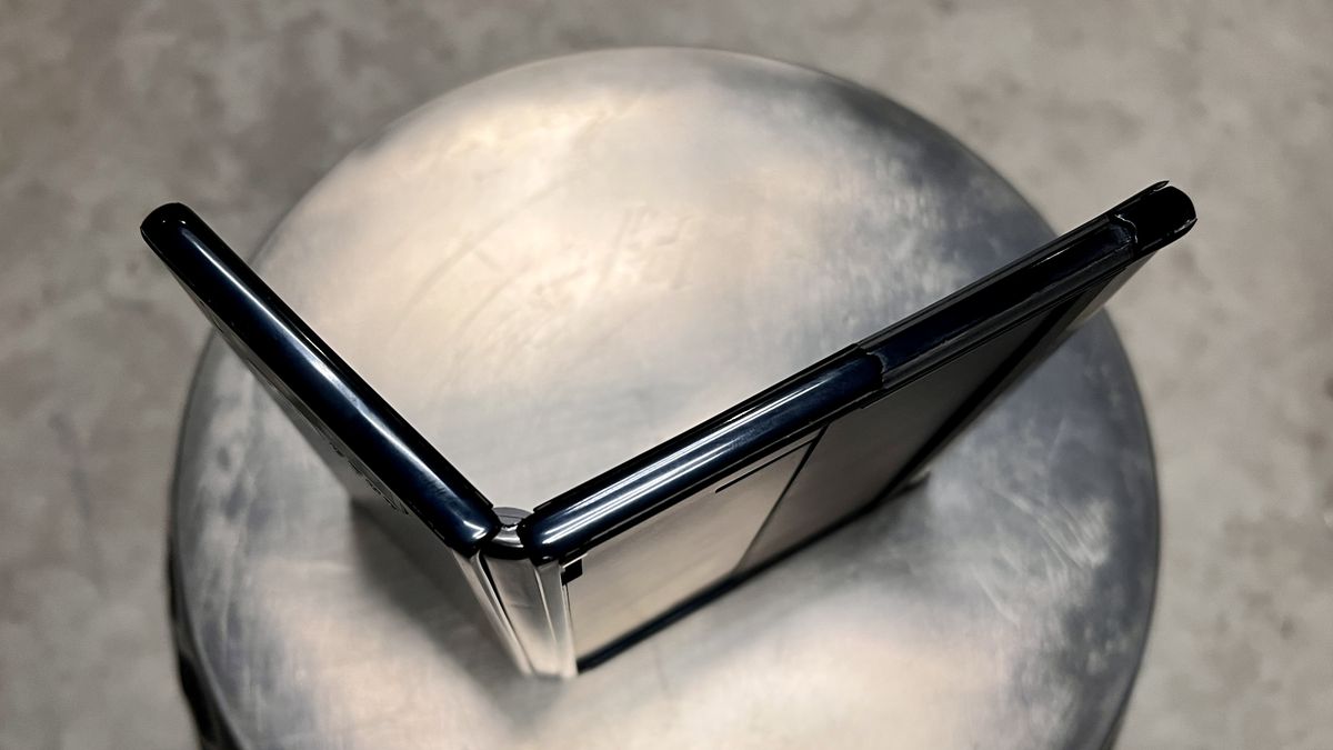 Side view of TCL Fold and Roll concept smartphone