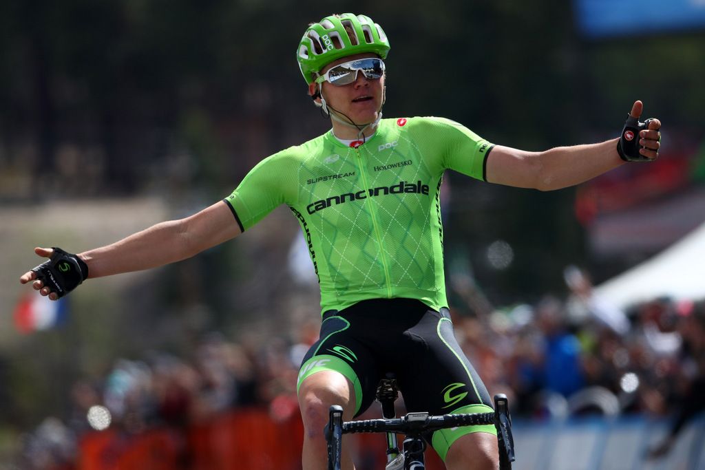 Tom Skujins (Cannondale) celebrates victory