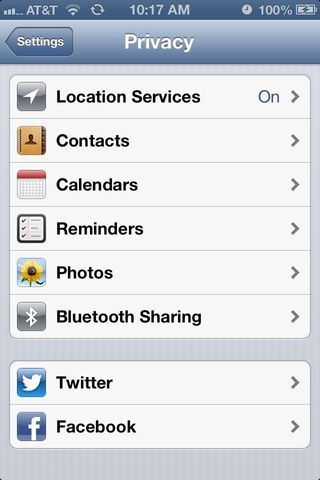 privacy options in ios 6