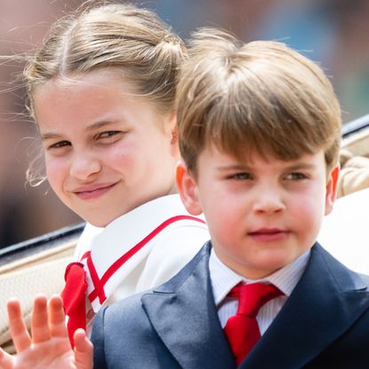 Princess Charlotte and Prince Louis waving at Trooping the Colour 