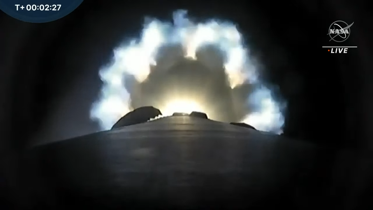 A screenshot from NASA TV's webcast of the launch of the agency's Double Asteroid Redirection Test.