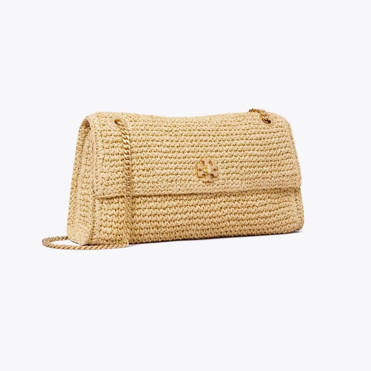Kira Turnlock Woven Shoulder Bag in Beige, Size Os