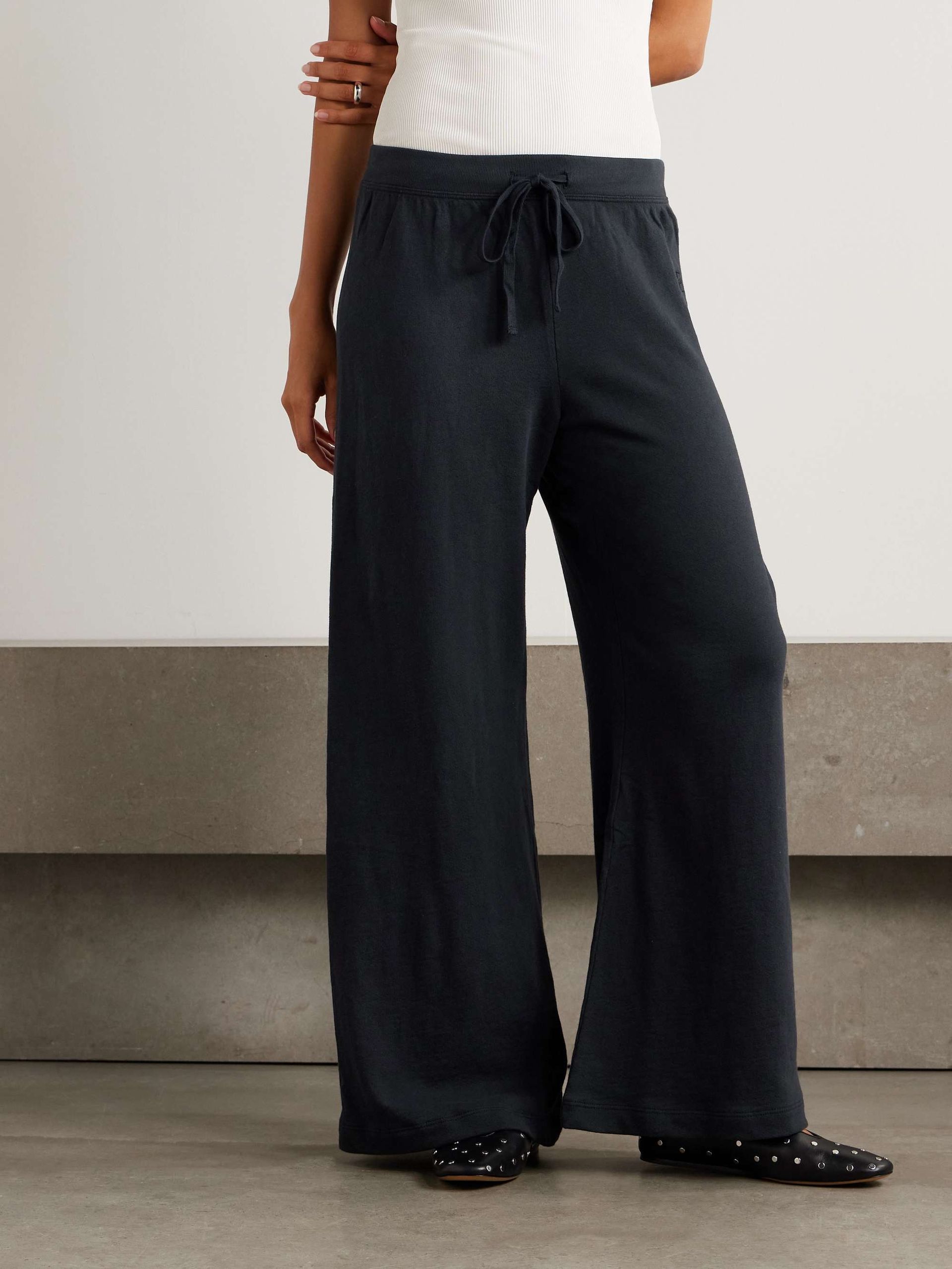Wide-Leg Cotton-Jersey Sweatpants