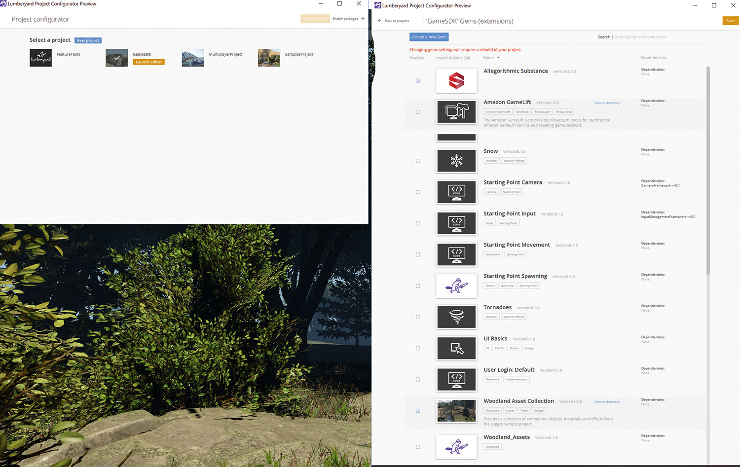 To add a Gem it first needs to be unzipped into your dev folder before the configurator can pick it up
