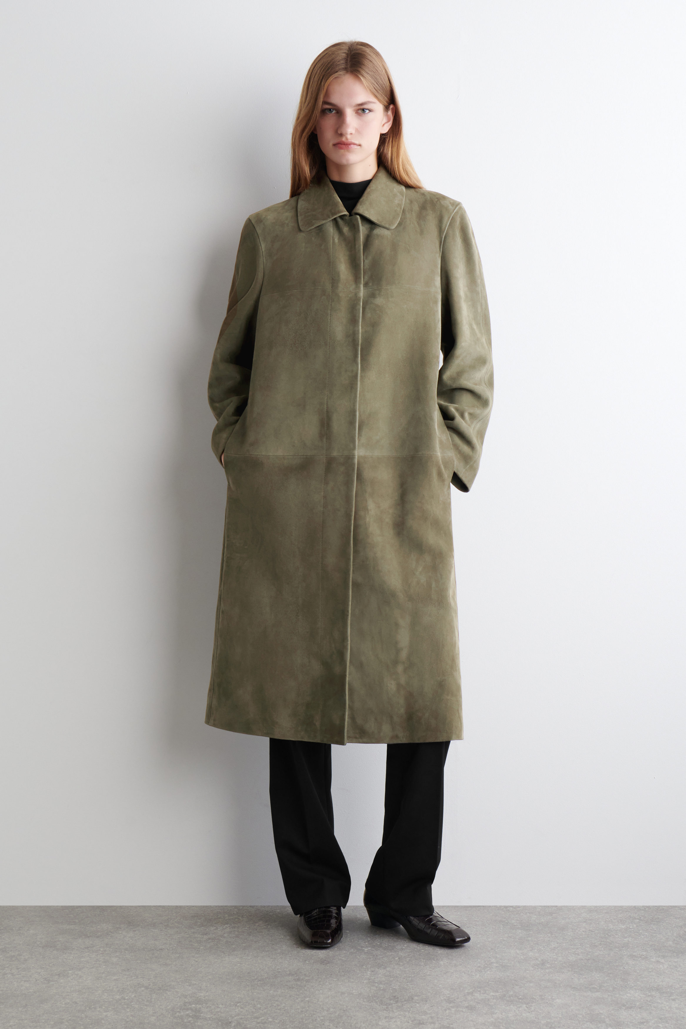 Collared Suede Long Coat