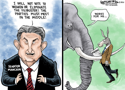 Political Cartoon U.S. joe manchin filibuster gop democrats