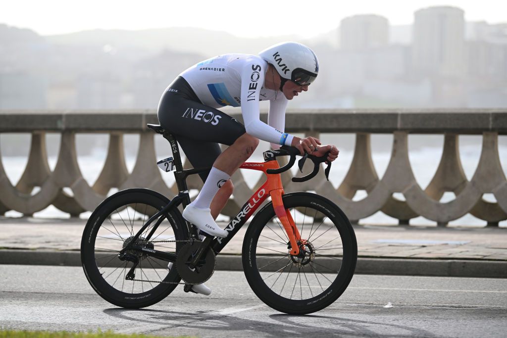 A CORUNA SPAIN FEBRUARY 22 Joshua Tarling of The United Kingdom and Team INEOS Grenadiers sprints during the 3rd O Gran Camio The Historical Route 2024 Stage 1 a 141km individual time trial at stage from A Coruna to A Coruna on February 22 2024 in A Coruna Spain Photo by Dario BelingheriGetty Images