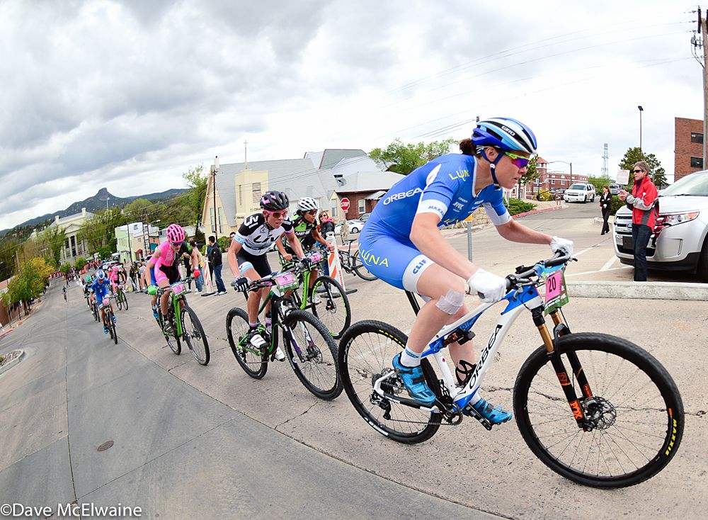 Georgia Gould (Luna Pro Team) riding with the leaders on lap two