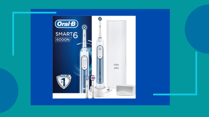 Collage showing Oral-B Cyber Monday electric toothbrush offers