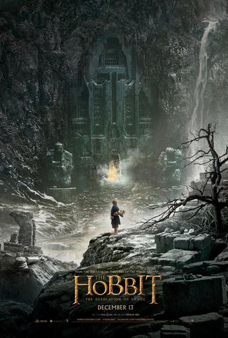 The first official poster features Bilbo Baggins arriving at the lair of dragon Smaug.
