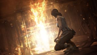 Lara Looks At A Fire