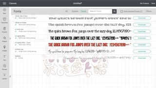 Fonts are seen on a screen in Cricut Access