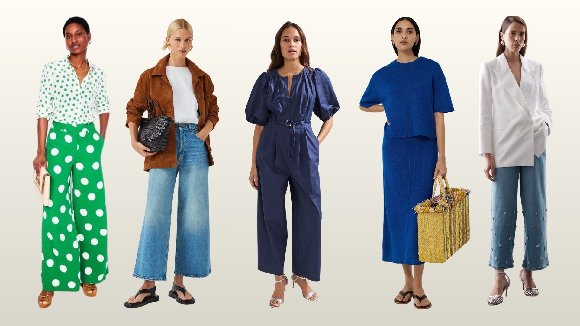 Various models wearing british clothing brands